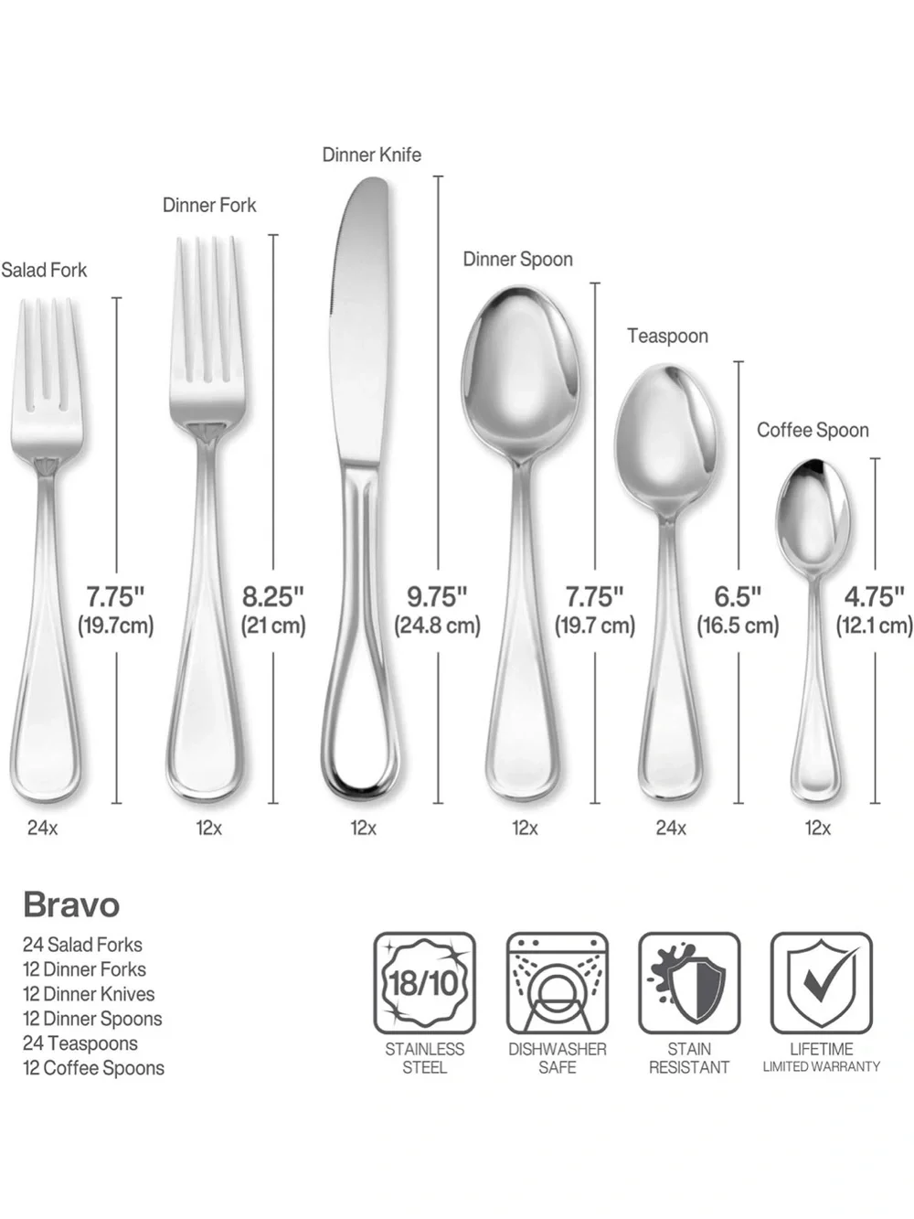Mikasa Bravo 18/10 Stainless Steel Flatware Set, 96 - Piece Service for 12